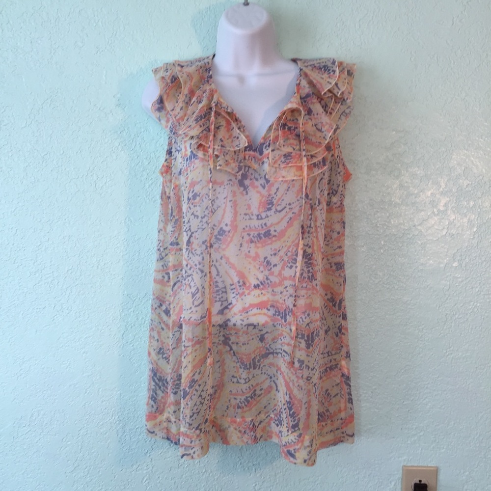 Cabi sheer sleeveless floral blouse size S